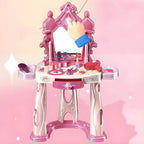 Plastic Kids Vanity Set with Mirror and Storage – White, Pink & Purple