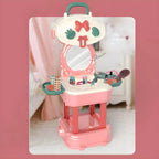 Plastic Kids Vanity Set with Mirror and Storage – White, Pink & Purple