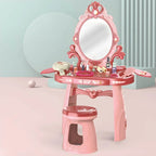 Plastic Kids Vanity Set with Mirror and Storage – White, Pink & Purple
