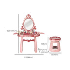 Plastic Kids Vanity Set with Mirror and Storage – White, Pink & Purple Dimensions