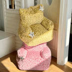 Playful Printed Kid's Chair Lounge Set With Animal Silhouette Ottoman