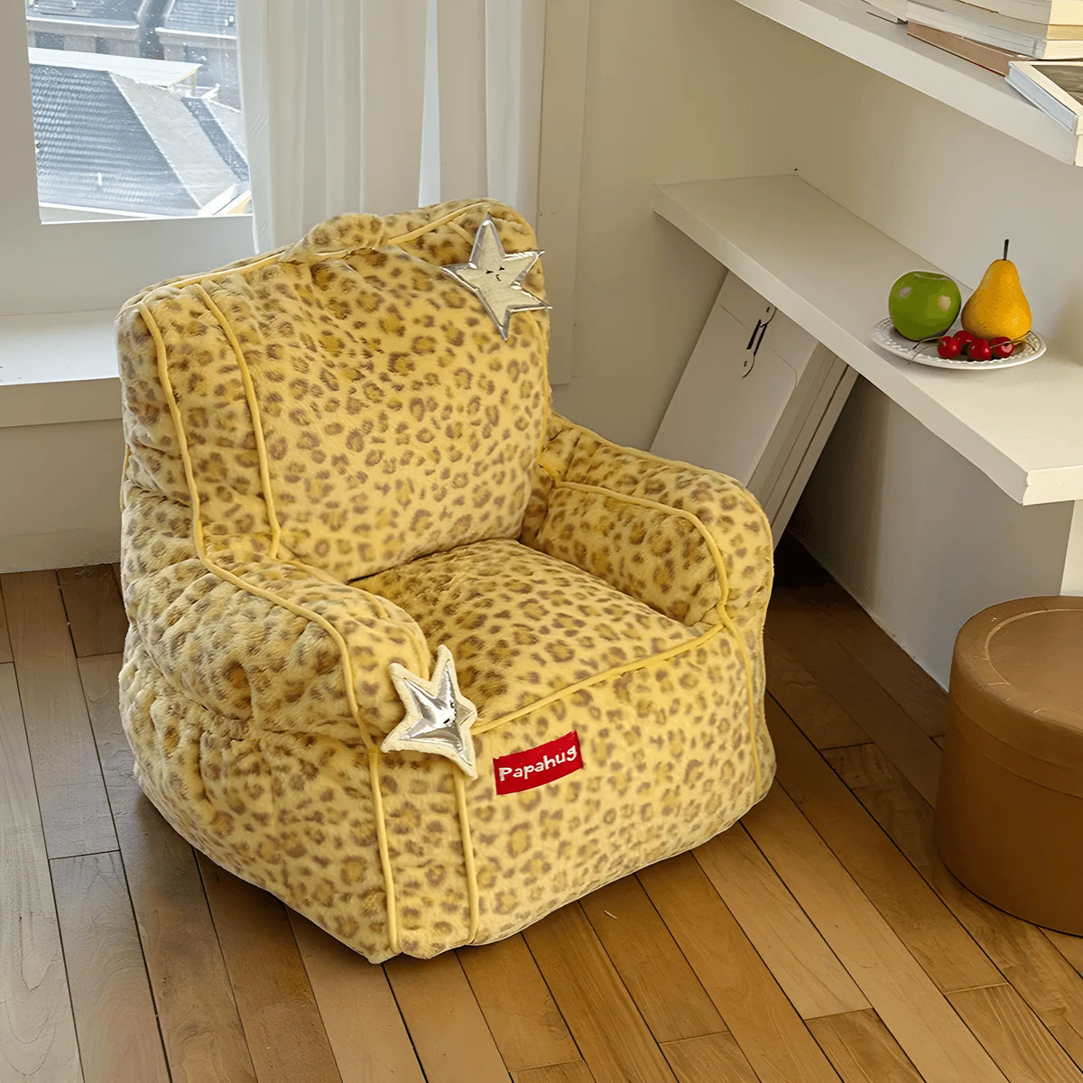 Playful Printed Kid's Chair Lounge Set With Animal Silhouette Ottoman