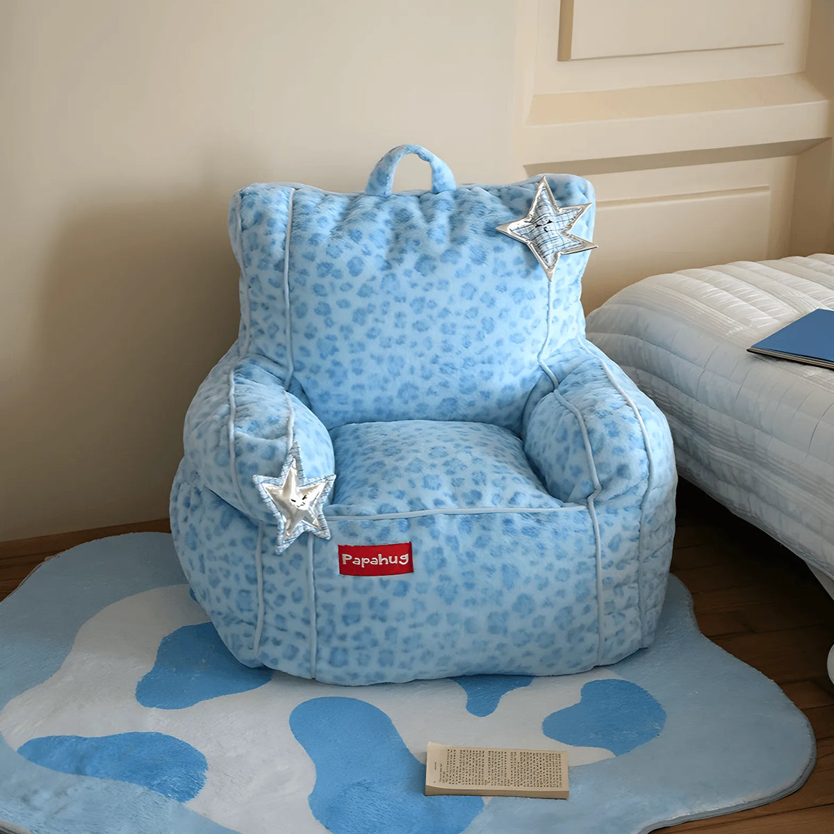Playful Printed Kid's Chair Lounge Set With Animal Silhouette Ottoman