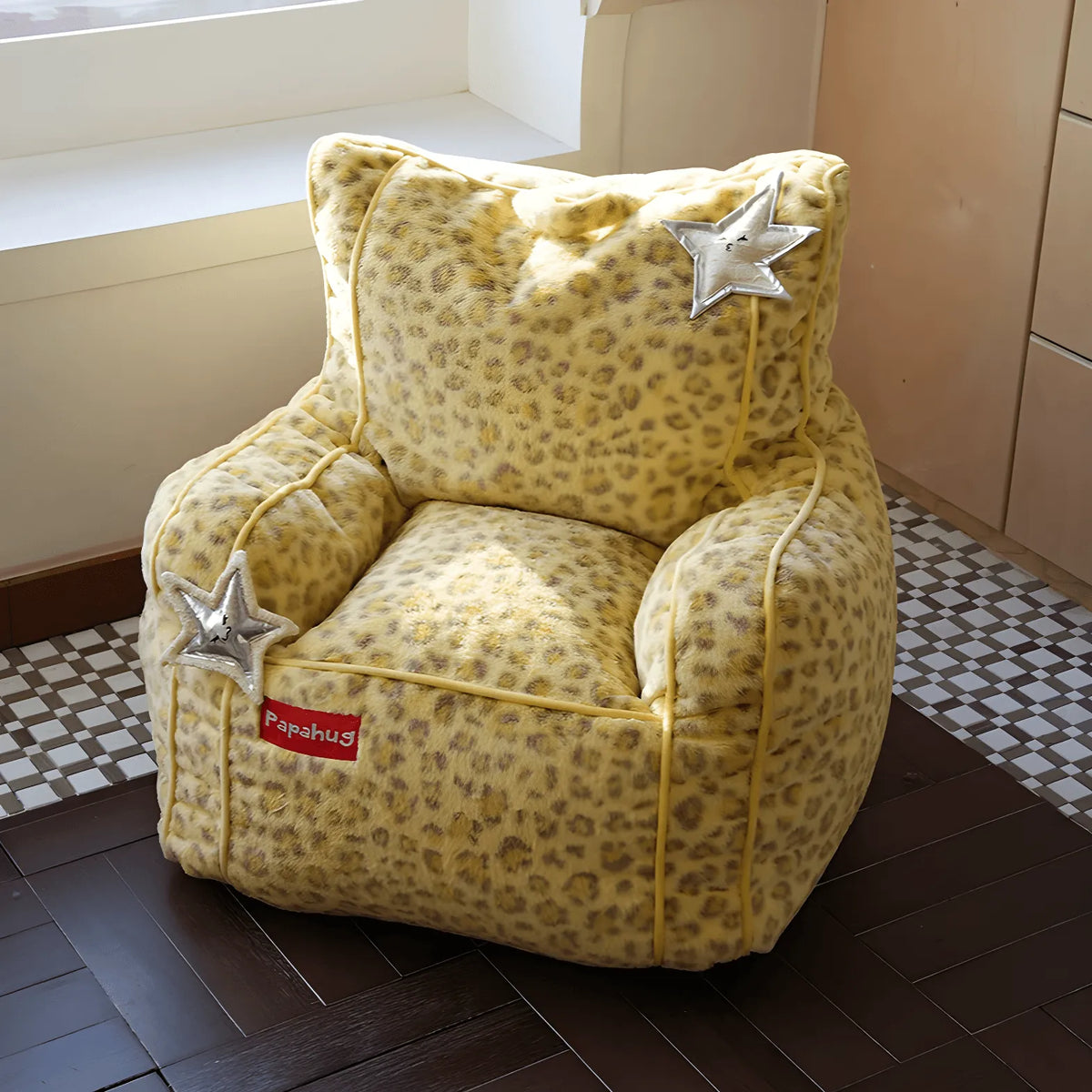 Playful Printed Kid's Chair Lounge Set With Animal Silhouette Ottoman