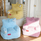 Playful Printed Kid's Chair Lounge Set With Animal Silhouette Ottoman