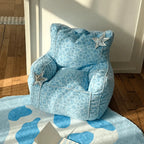 Playful Printed Kid's Chair Lounge Set With Animal Silhouette Ottoman