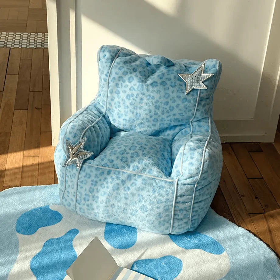 Playful Printed Kid's Chair Lounge Set With Animal Silhouette Ottoman