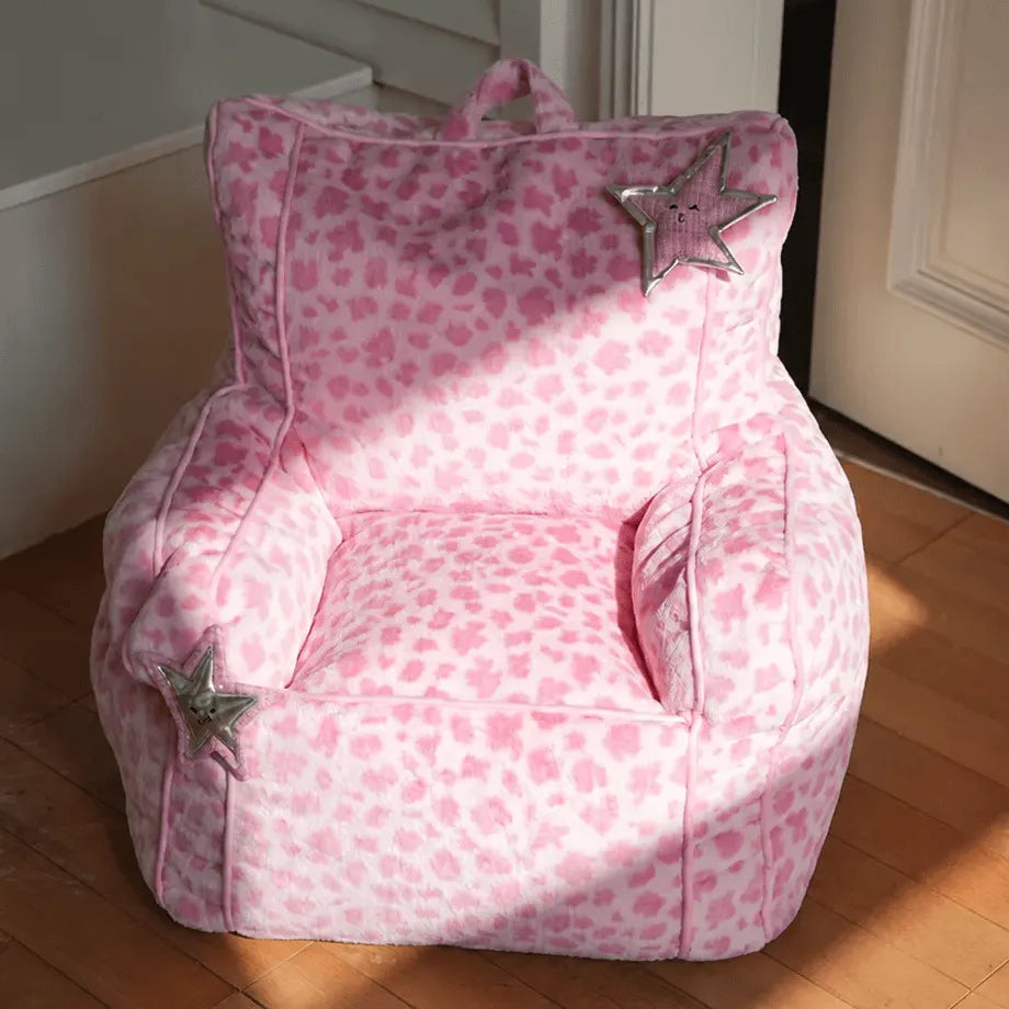 Playful Printed Kid's Chair Lounge Set With Animal Silhouette Ottoman