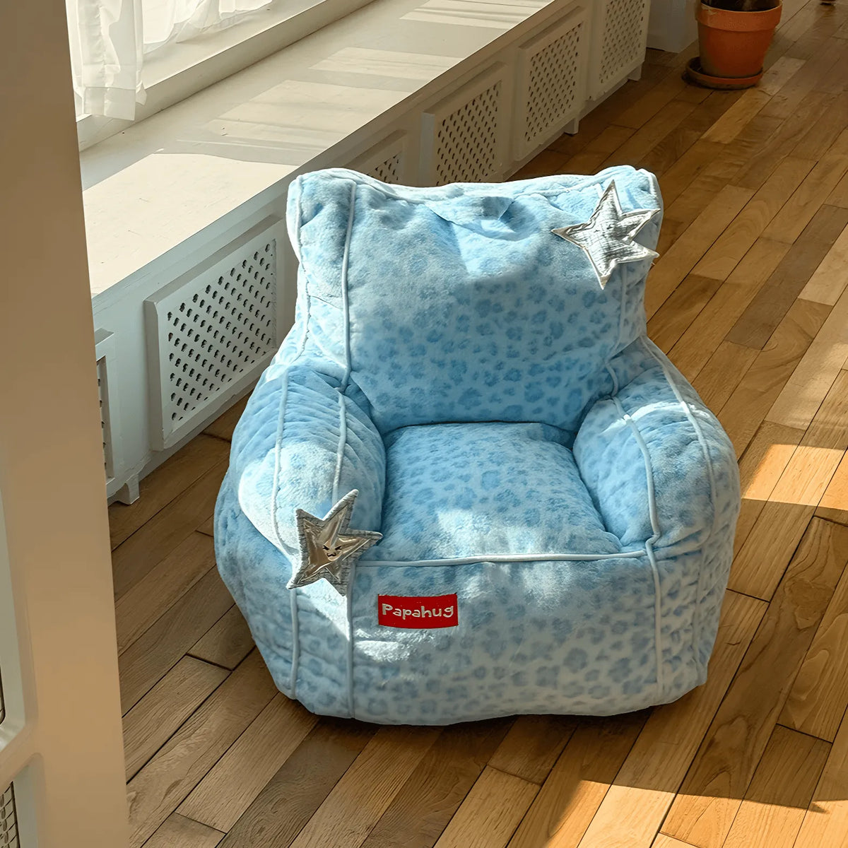 Playful Printed Kid's Chair Lounge Set With Animal Silhouette Ottoman