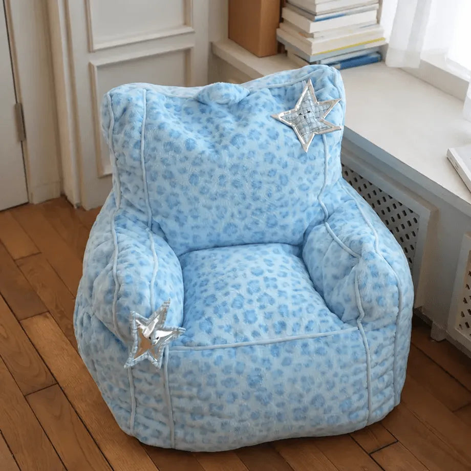 Playful Printed Kid's Chair Lounge Set With Animal Silhouette Ottoman