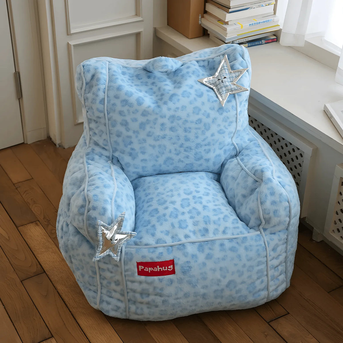 Playful Printed Kid's Chair Lounge Set With Animal Silhouette Ottoman