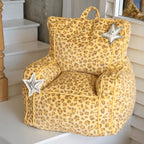Playful Printed Kid's Chair Lounge Set With Animal Silhouette Ottoman