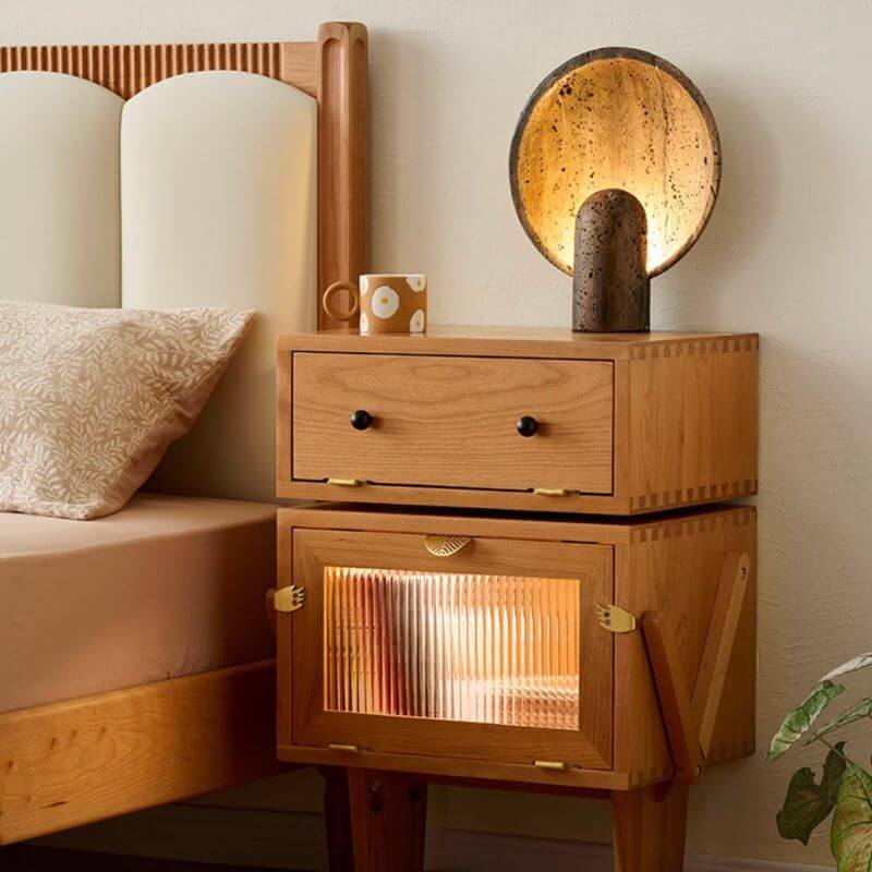 Playful Robot Nightstand With Glass Or Rattan Door Zweitbild