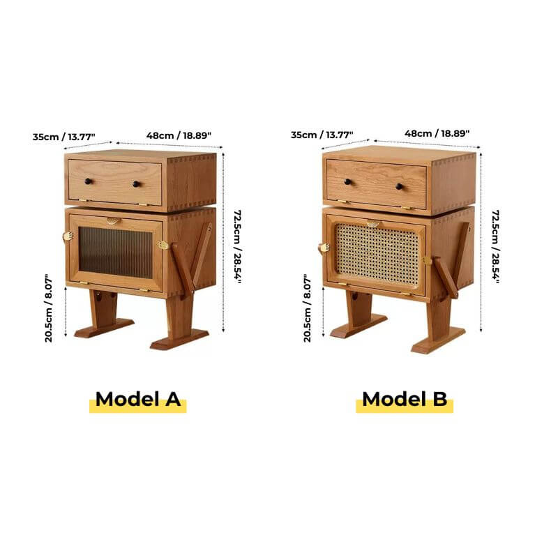 Playful Robot Nightstand With Glass Or Rattan Door