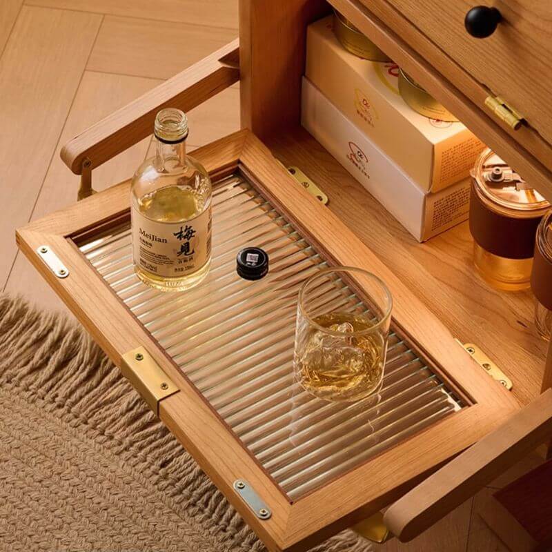 Playful Robot Nightstand With Glass Or Rattan Door