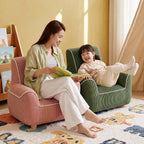 Plush Kids Accent Chair With Wraparound Arms and Storybook Colors