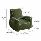Plush Kids Accent Chair With Wraparound Arms and Storybook Colors Dimensions