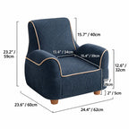 Plush Kids Accent Chair With Wraparound Arms and Storybook Colors Dimensions