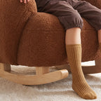  Plush Teddy Bear Rocking Chair With Solid Wood Base for Cozy Kids Rooms