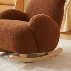  Plush Teddy Bear Rocking Chair With Solid Wood Base for Cozy Kids Rooms