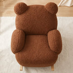  Plush Teddy Bear Rocking Chair With Solid Wood Base for Cozy Kids Rooms