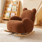  Plush Teddy Bear Rocking Chair With Solid Wood Base for Cozy Kids Rooms