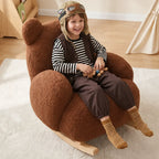  Plush Teddy Bear Rocking Chair With Solid Wood Base for Cozy Kids Rooms