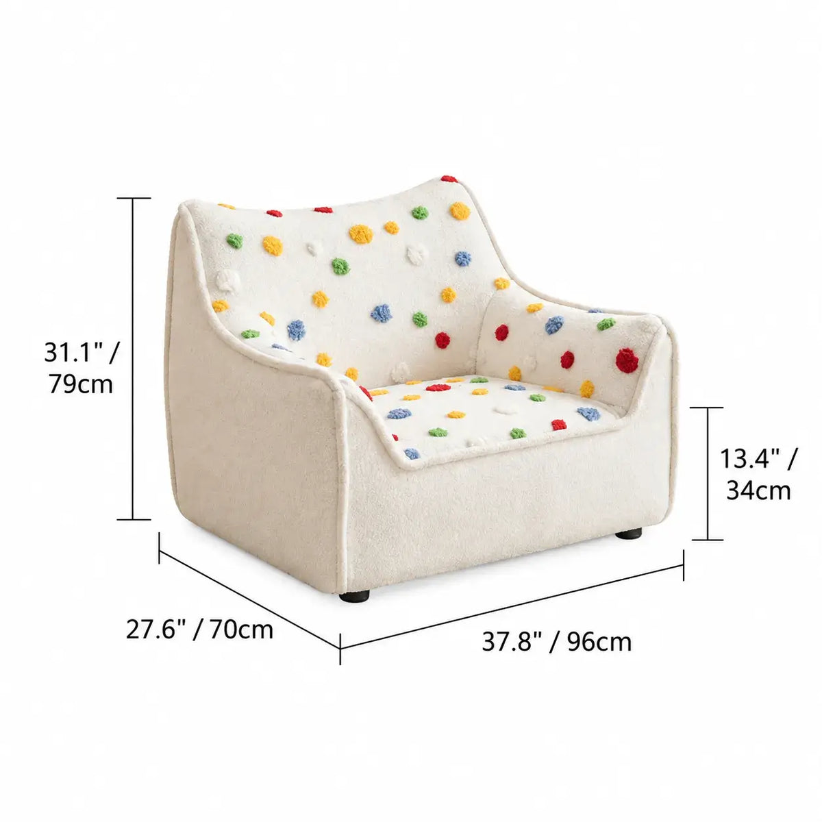 Polka Dot Cozy Nesting Sofa with Plush 3D Ball Fabric and Removable Cover Dimensions