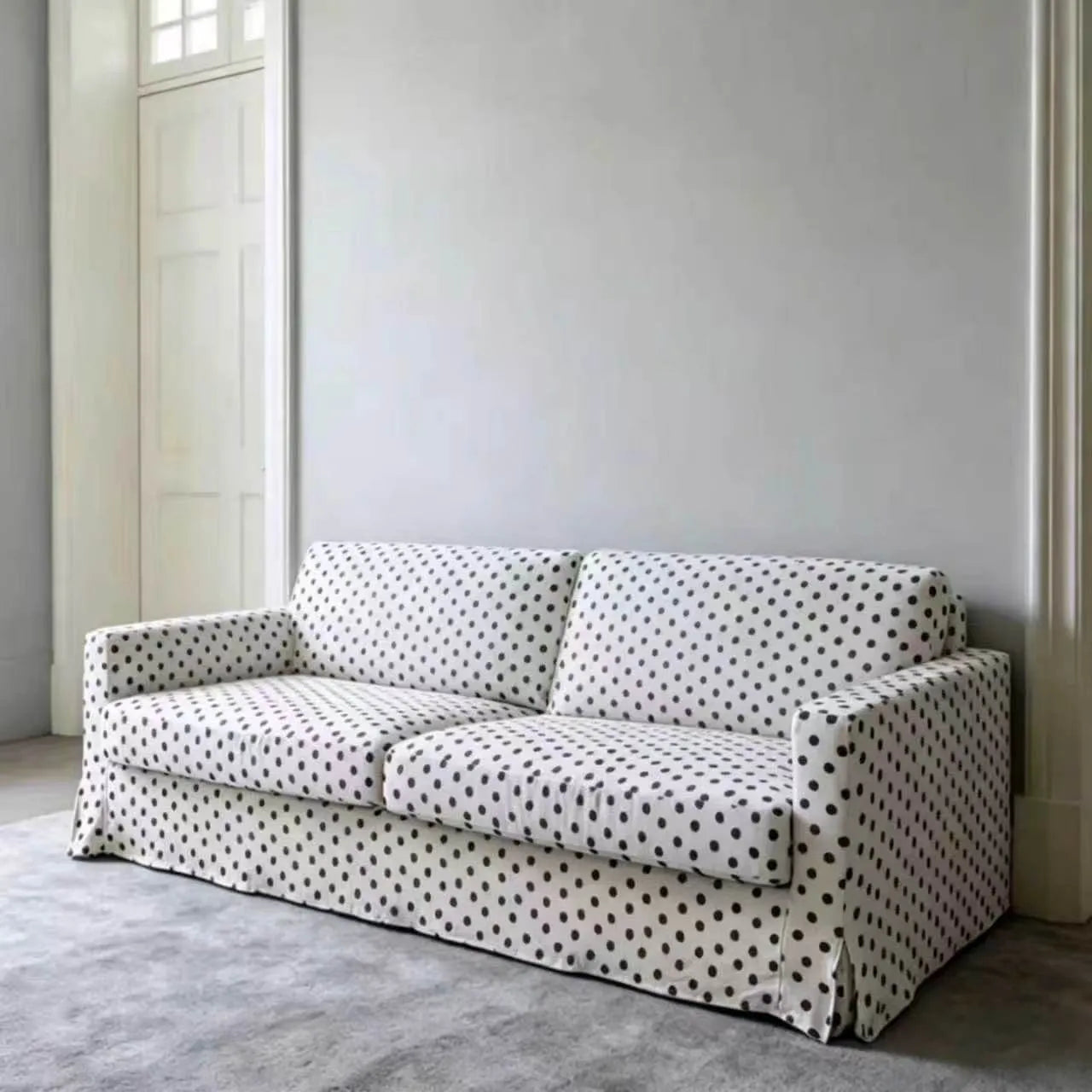 Polka Dot Sofa Series with Plush Cushions and Retro French Cream Style