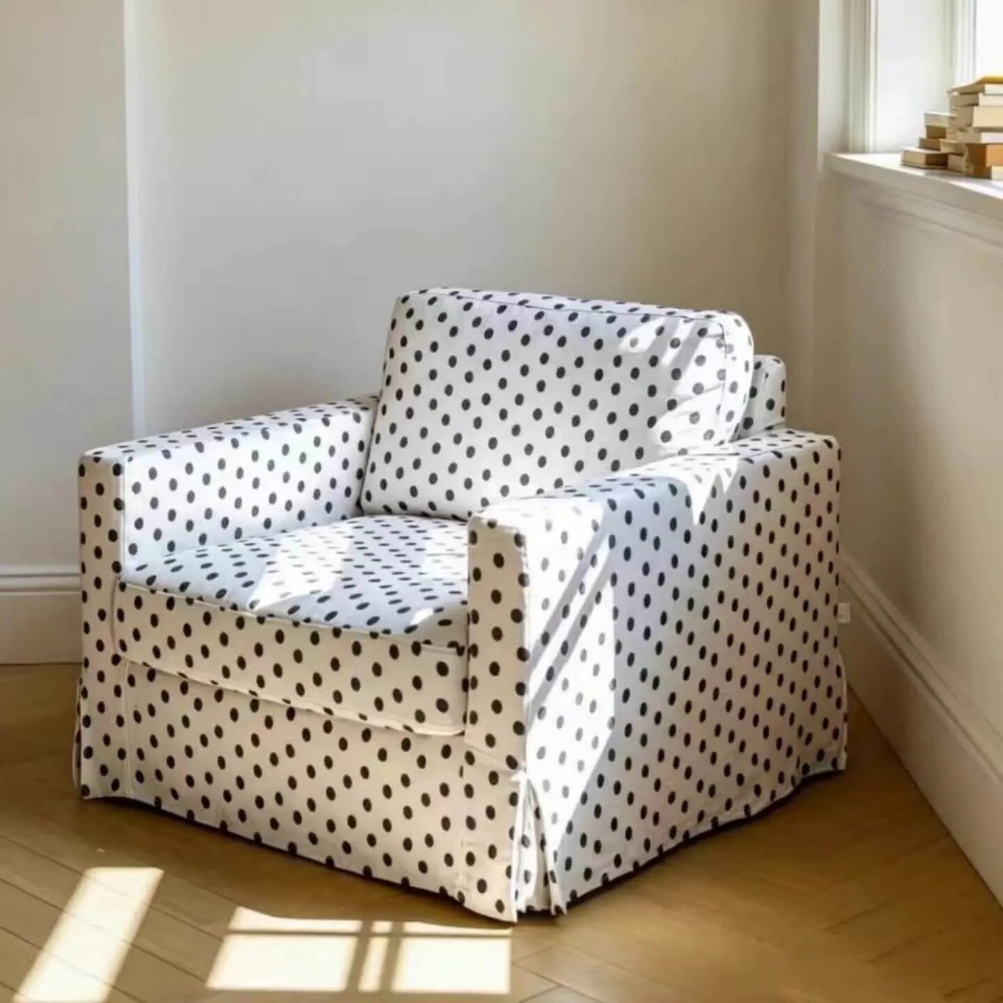 Polka Dot Sofa Series with Plush Cushions and Retro French Cream Style
