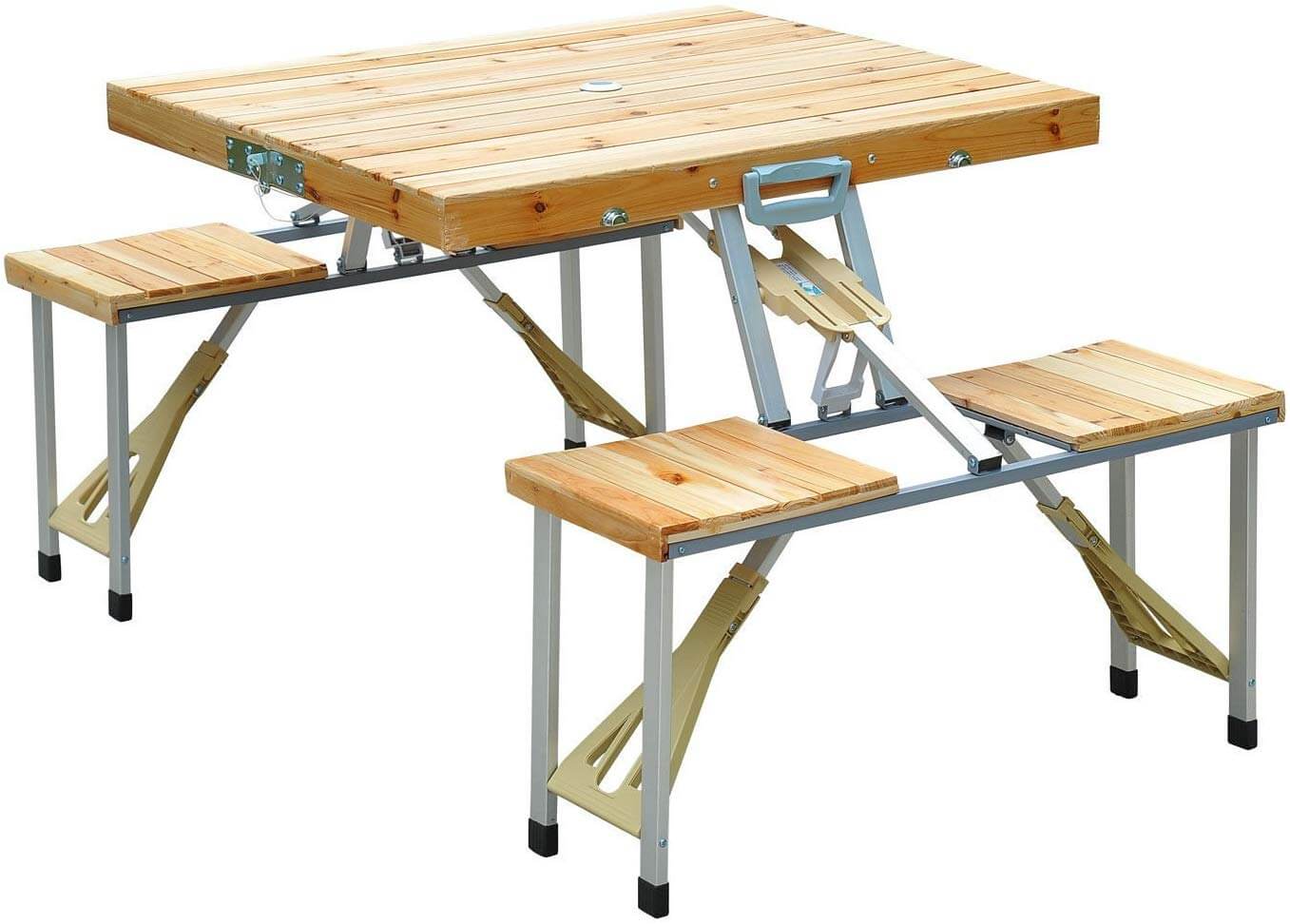 Portable Folding Picnic Table Set With Umbrella Hole