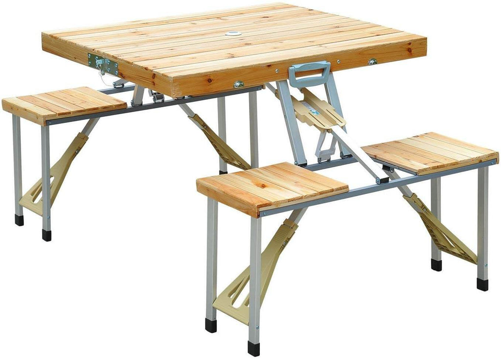 Portable Folding Picnic Table Set With Umbrella Hole