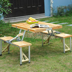 Portable Folding Picnic Table Set With Umbrella Hole