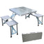 Portable Folding Picnic Table With Umbrella Hole, Silver