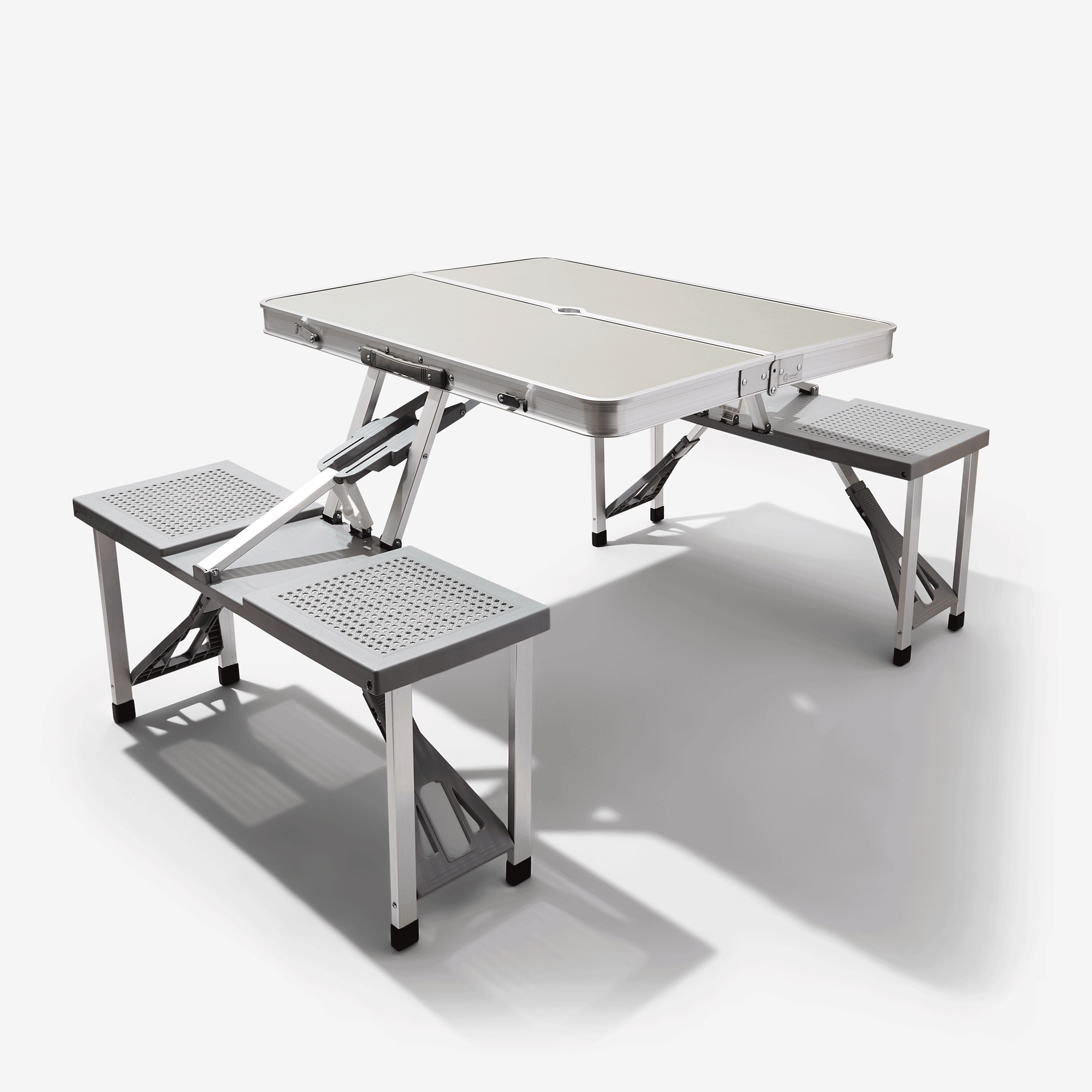 Portable Folding Picnic Table With Umbrella Hole, Silver Main Product Image