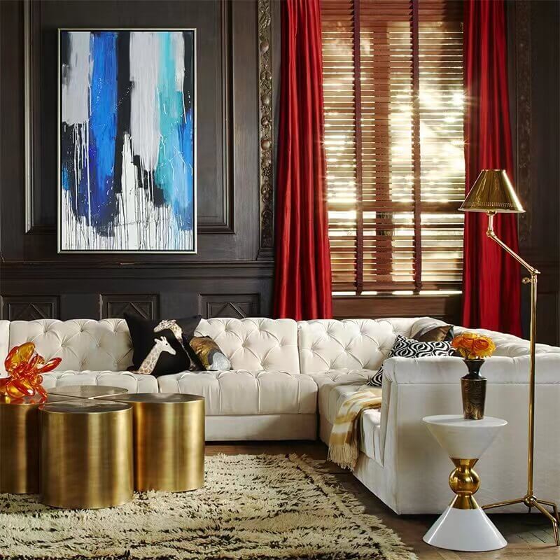 Postmodern Brushed Gold Water Drop Metal Side Table