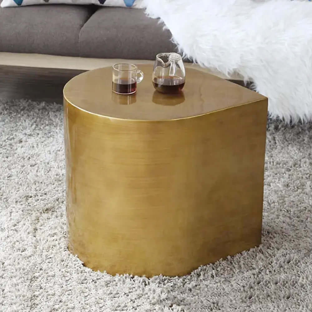 Postmodern Brushed Gold Water Drop Metal Side Table Main Product Image Main image