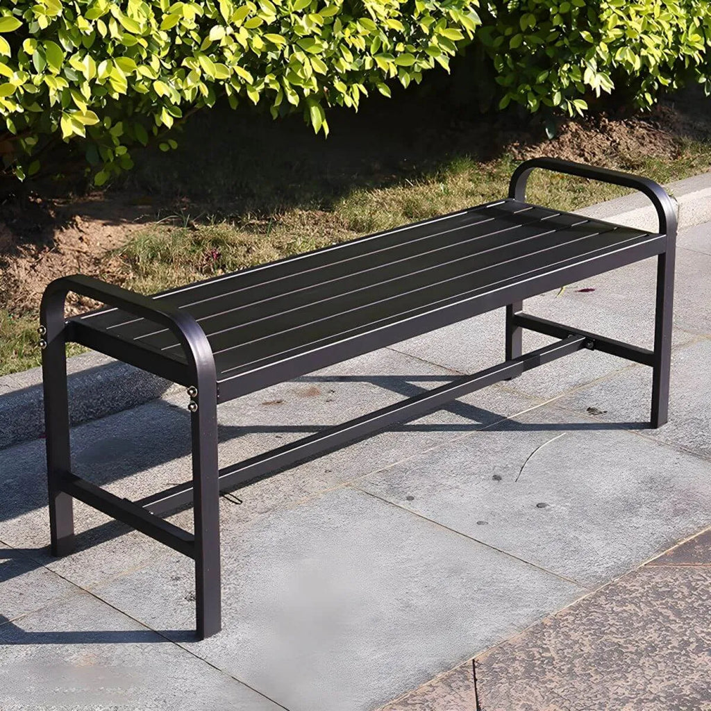 Powder-Coated Metal Outdoor Bench in Earth Tones with Back or Backless