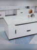 Modern White Lift-Top Coffee Table with Storage & Stools for Compact Living Spaces