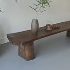 Wabi-Sabi Solid Wood Entryway Bench with Live Edge and Natural Imperfections