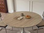 Tulip-Shaped Round Dining Table with Matte Sintered Stone Top