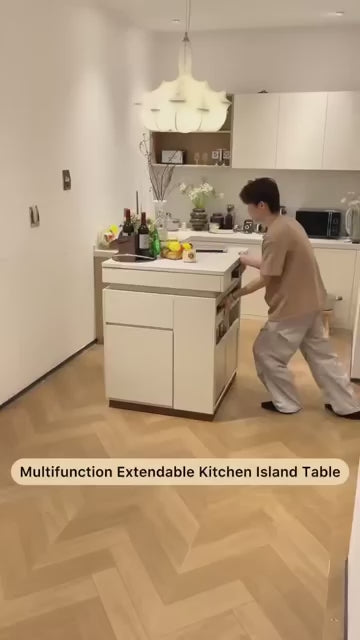 Modern Kitchen Island With Extendable Table & Storage