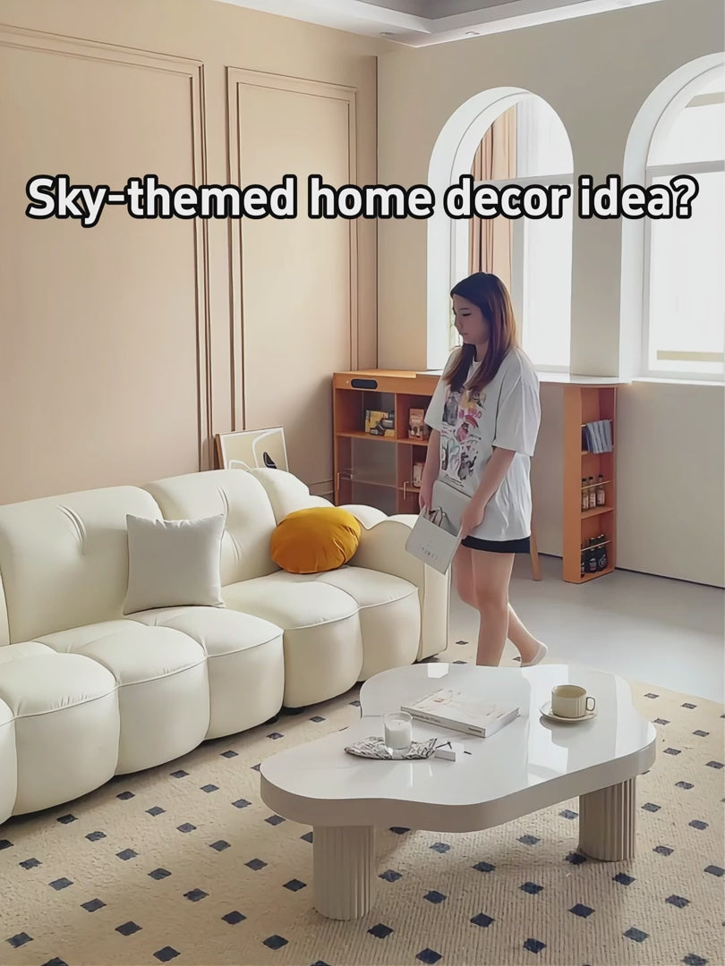 Modern Cloud Style Three Seater Sofa with Cat Scratch Resistance Cloth Fabric