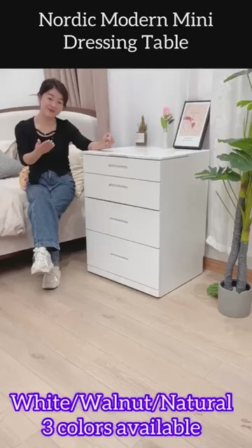 White Nordic Dressing Table Set with Flip-Up Mirror