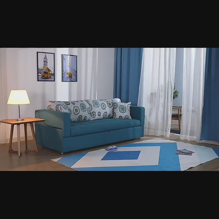 Modern Gray/Blue/Khaki Folding Wood Bunk Bed Sleeper Convertible Sofa Bed Pillows Included