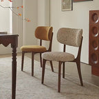 Vintage Wood Dining Chair with Sculptural Curved Back and Textured Monet Fabric