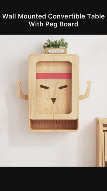 Foldable Wall Mounted Desk With Peg Board Storage