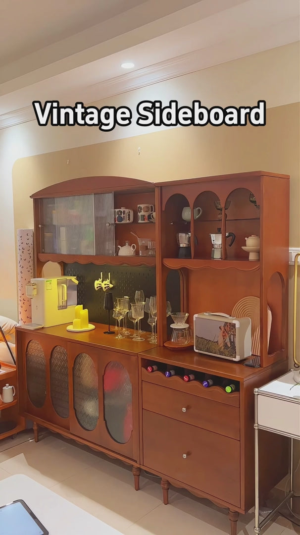 Vintage Solid Wood Sideboard Spacious Storage and Display Cabinet