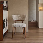 Vintage Ash Wood Dining Chair in Hand-Stitched Chenille, Curved Y-Back