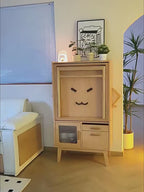 Juego de Comedor Kawaii Moderno Minimalista de Madera con Características Plegables